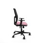 Chaise Alfera Synchro 4 positions tissu Rose Maille Noir Base en nylon noir Accoudoir 1D Sans appui-tête Roulettes 65mm nylon