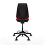 Tabouret Taburete Elche Contact permament de base Tissu Rouge Base pyramidale noire Sans accoudoirs Sans appui-tête Roulettes 65mm nylon