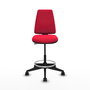 Tabouret Taburete Elche Contact permament de base Tissu Rouge Base pyramidale noire Sans accoudoirs Sans appui-tête Roulettes 65mm nylon