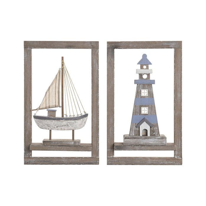 Home ESPRIT Lot de 2 Tableaux avec LED en Bois MDF 30 x 8 x 50 cm Home ESPRIT Lot de 2 Tableaux avec LED en Bois MDF 30 x 8 x 50 cm