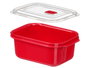 LEKNES Boîte à déjeuner rouge et transparente 2L