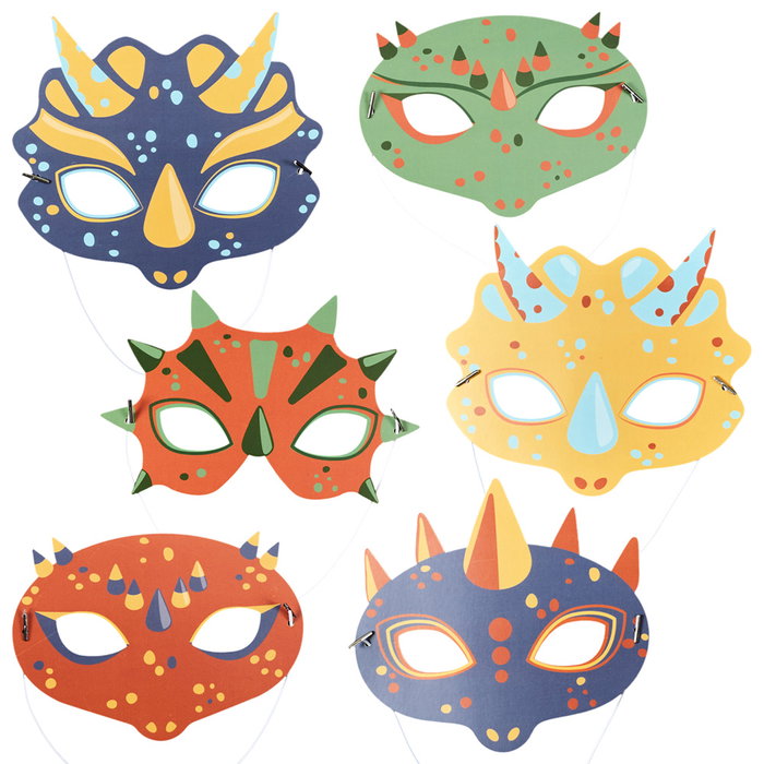 Party Time Lot de 6 Masques de Dinosaure Party Time Lot de 6 Masques de Dinosaure