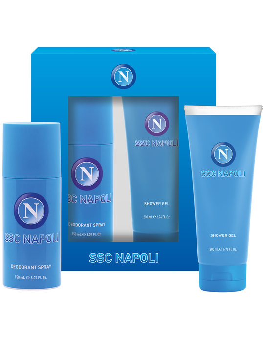 SSC Napoli - Coffret Homme : Gel Douche Nettoyant Tous Types de Peau 200 ml + Déodorant Anti-Transpirant Spray 100 ml