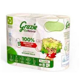 Grazie Natural Papier Essuie-tout Bio Double Couche, 2 Rouleaux