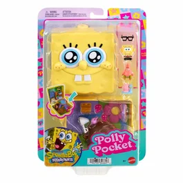 Mattel Polly Pocket - Coffret Maison-Ananas de Bob l'éponge avec Patrick et Gary l'escargot, 7 accessoires inclus