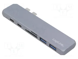 LOGILINK Hub USB 3.0 Argent avec lecteurs de cartes et ports USB