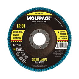 WOLFPACK LINEA PROFESIONAL Disco Laminas Lija Circonio Ø 115x22 mm Grain 60