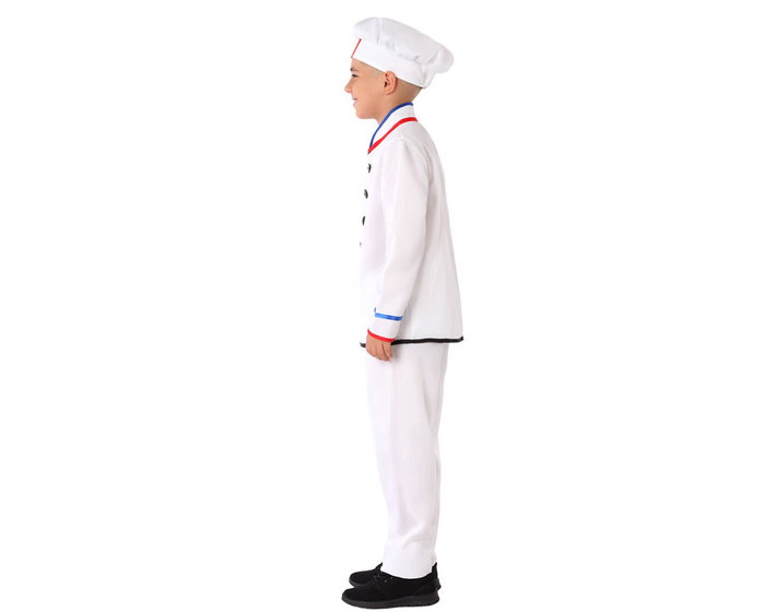Disfraz de Chef pour Enfant Garçon - Costume Cocinero 3-4 Ans Blanc avec Chapeau - Thème Métiers - Composition Polyester