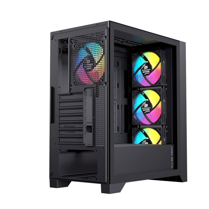 Einarex P600 Boîtier Gaming RGB ATX Verre Trempé Noir