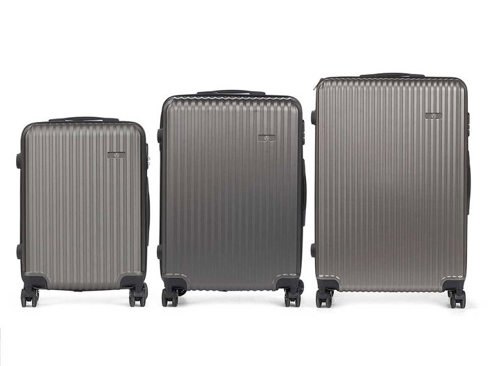 Arte Regal Set 3 valises ABS gris foncé 49x76x30 cm + taille moyenne 67x45x26 cm + petite 57x38x23 cm