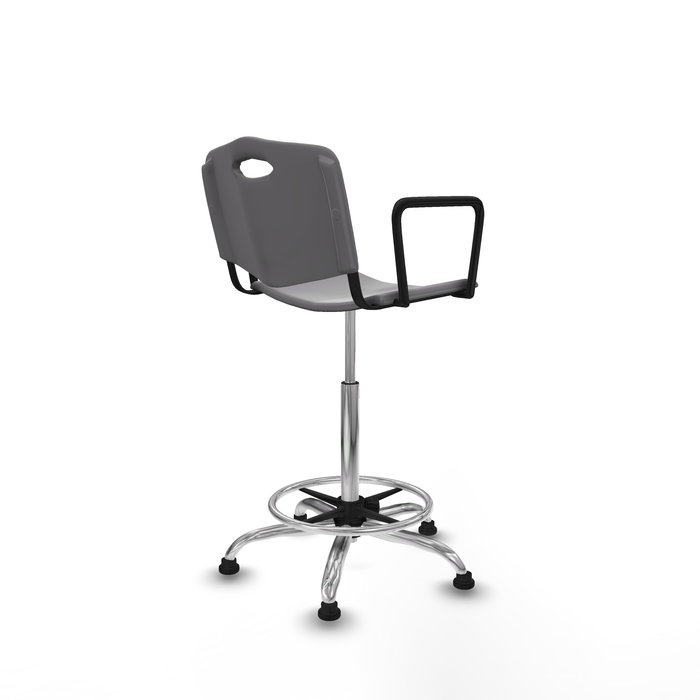 Tabouret Taburete Robledo Pivotant Chlorure de polyvinyle Gris clair Structure chromée Accoudoirs fixes Sans appui-tête Patins de chaises