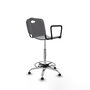 Tabouret Taburete Robledo Pivotant Chlorure de polyvinyle Gris clair Structure chromée Accoudoirs fixes Sans appui-tête Patins de chaises