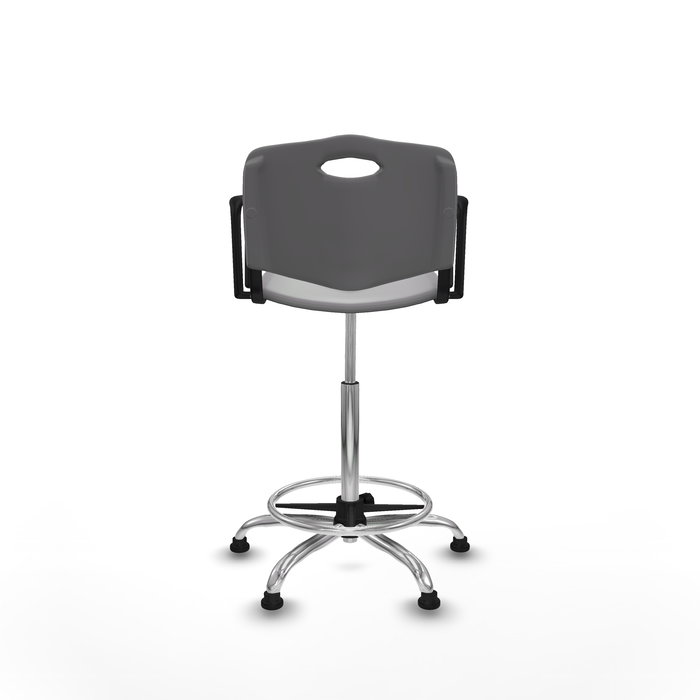 Tabouret Taburete Robledo Pivotant Chlorure de polyvinyle Gris clair Structure chromée Accoudoirs fixes Sans appui-tête Patins de chaises