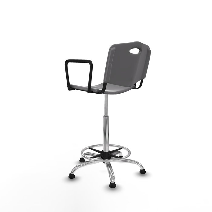Tabouret Taburete Robledo Pivotant Chlorure de polyvinyle Gris clair Structure chromée Accoudoirs fixes Sans appui-tête Patins de chaises