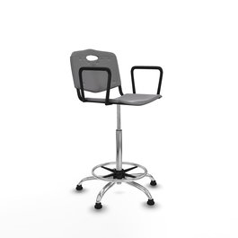 Tabouret Taburete Robledo Pivotant Chlorure de polyvinyle Gris clair Structure chromée Accoudoirs fixes Sans appui-tête Patins de chaises