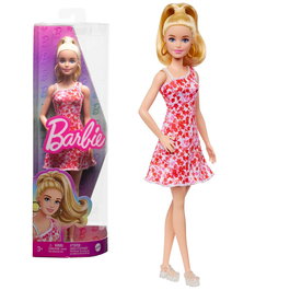 Barbie Muñeca Fashionista Vestido Rosa Flores HJT02 Mattel - Poupée Modifiable, Diversité et Mode (Âge +3 ans)