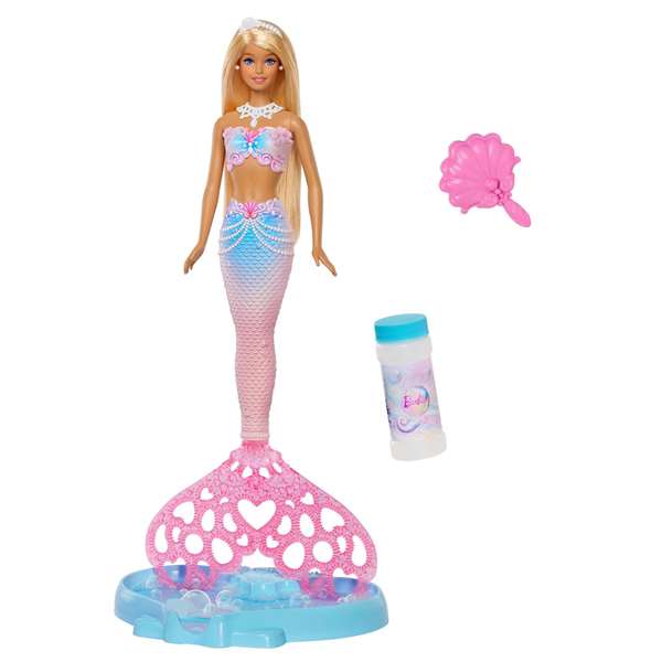 Mattel Poupée Sirène Barbie Fantaisie à Bulles de Savon 32 x 25 x 6 cm - Pour Enfants de 36 Mois et Plus