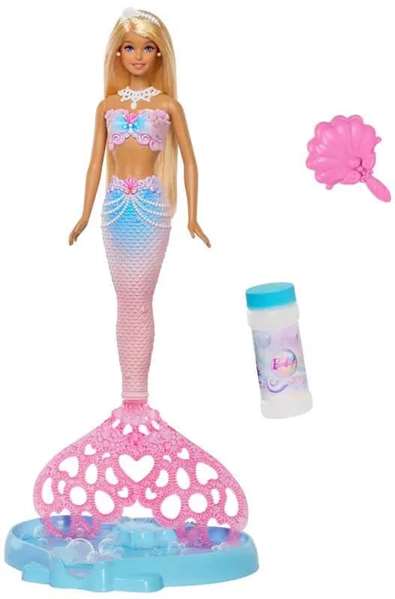 Mattel Poupée Sirène Barbie Fantaisie à Bulles de Savon 32 x 25 x 6 cm - Pour Enfants de 36 Mois et Plus