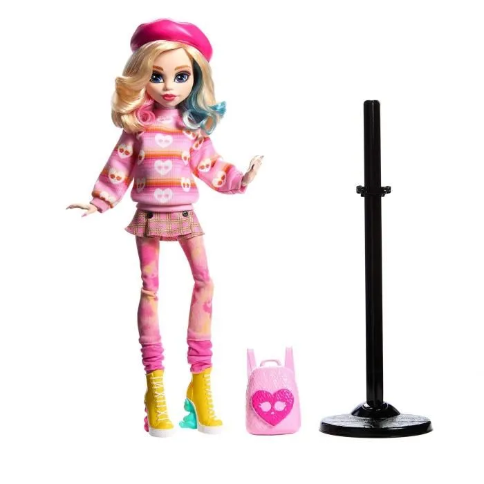 Monster High HXJ05 - Poupée articulée Enid Sinclair en tenue rose avec accessoires et socle - Collection Monster High Monster High HXJ05 - Poupée articulée Enid Sinclair en tenue rose avec accessoires et socle - Collection Monster High