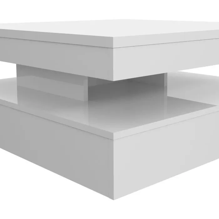 Forte Table basse CFTT4181-Z38 avec plateau rotatif, carrée, blanc brillant, 78 x 78 x 36 cm