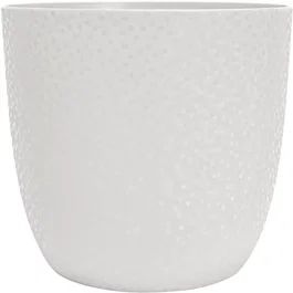 Cache-pot EDA OPALE, 14.8 L, diametre 29.5 cm x hauteur 27.1 cm, decor facetie effet jeu de lumiere, blanc ivoire