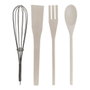 DKD Home Decor Lot de 2 pots pour ustensiles de cuisine en bois d'hévéa et grès