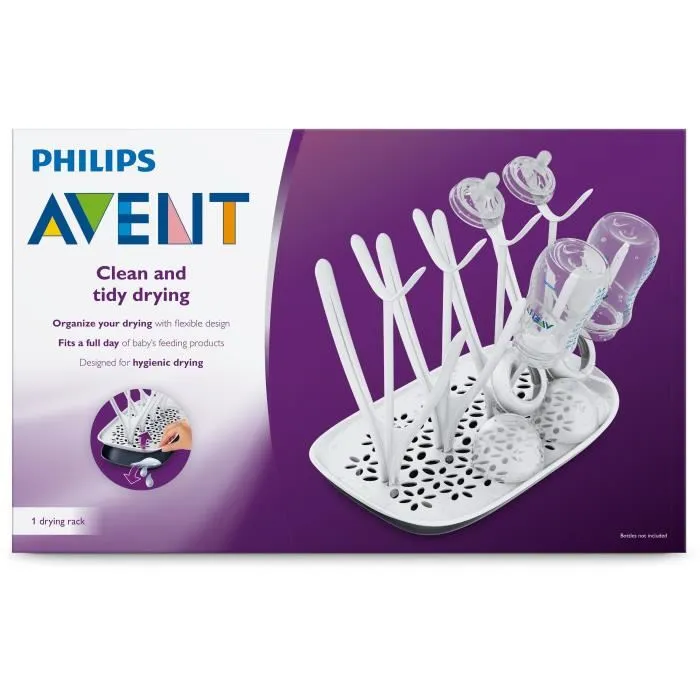 Philips Avent - Égouttoir à biberons et tétines, bac d'égouttement amovible - Blanc/Gris