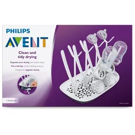 Philips Avent - Égouttoir à biberons et tétines, bac d'égouttement amovible - Blanc/Gris