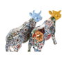 Home ESPRIT Figurine Décorative Taureau Jaune Bleu Multicouleur (2 Unités)