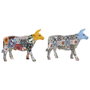 Home ESPRIT Figurine Décorative Taureau Jaune Bleu Multicouleur (2 Unités)