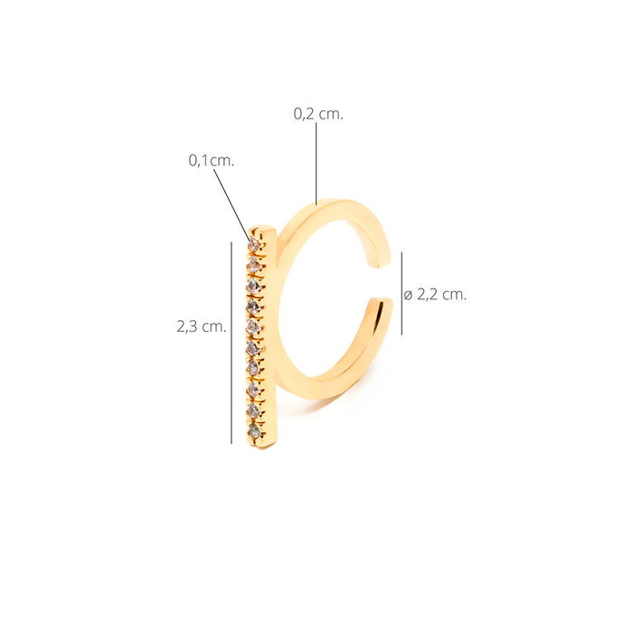 Shabama Bague Manhattan Gold Or Doré Zirconiums Brillants Inspirée de New York Taille Ajustable Femme 1u