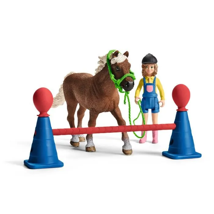 Schleich 42481 Farm World - Coffret d'entraînement d'agilité équestre avec cheval, dresseur et accessoires, ensemble de 41 pièces, jouet pour enfant dès 3 ans