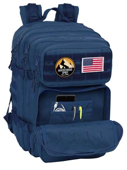 Safta Basic Sac à dos militaire portable 15,6 pouces pour ordinateur portable, couleur marine, dimensions 30x48x23cm