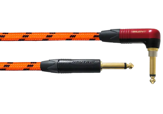 CORDIAL Câble d'instrument Jack-Jack angle droit silencieux orange UV 3 m CORDIAL Câble d'instrument Jack-Jack angle droit silencieux orange UV 3 m