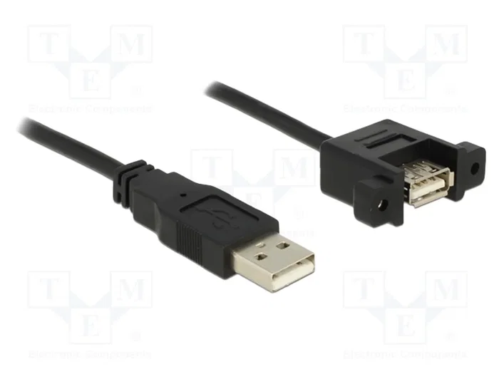 DELOCK Câble USB 2.0 de deux côtés avec USB A socle, 1m, noir