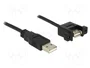 DELOCK Câble USB 2.0 de deux côtés avec USB A socle, 1m, noir