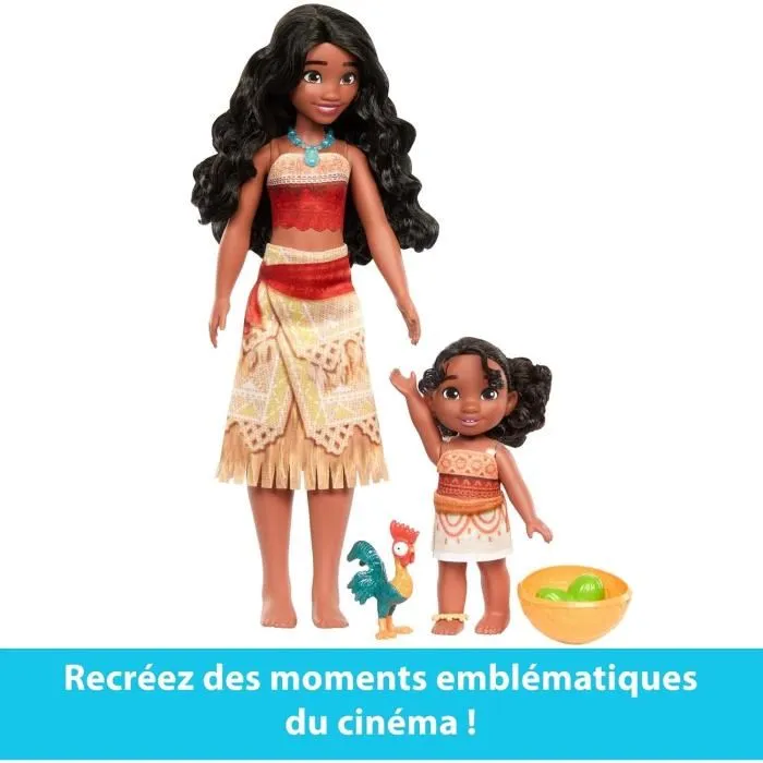 Disney Princess Coffret de Poupées Vaiana 2 - JBT66 - Set des 2 Soeurs avec Mannequin Articulé, Fille, Animal et Accessoires