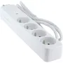 Chacon Multiprise avec Protection contre les Surtensions, 4 Prises 16A, Câble 1,5 m, Interrupteur, Design Blanc