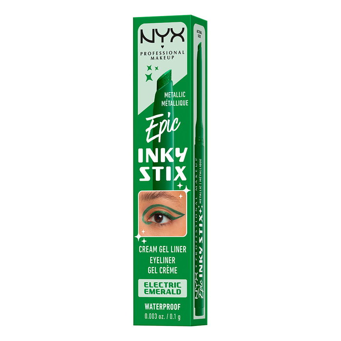NYX Professional Makeup Eyeliner gel Epic Inky Stix Electric Emerald, crayon waterproof fini mat, tenue 24h, pour lignes précises, 1 unité NYX Professional Makeup Eyeliner gel Epic Inky Stix Electric Emerald, crayon waterproof fini mat, tenue 24h, pour lignes précises, 1 unité