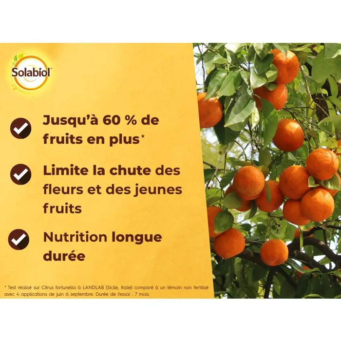 Solabiol Engrais pour agrumes - 1,5 kg - Favorise la fructification, nutrition longue durée - UAB