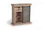GINER Y COLOMER Console industrielle en bois de manguier avec 2 tiroirs et 1 porte coulissante, pattes métal, finition naturelle - Dimensions du caisson : 66 cm