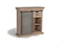 GINER Y COLOMER Console industrielle en bois de manguier avec 2 tiroirs et 1 porte coulissante, pattes métal, finition naturelle - Dimensions du caisson : 66 cm