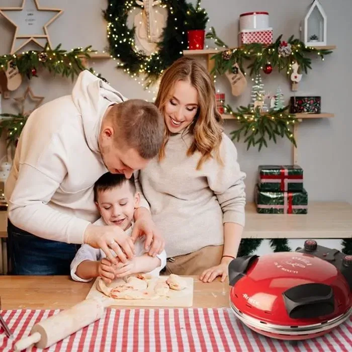 Ariete Four à Pizza Électrique 909 - Rouge, Pierre Réfractaire, 1200W, Diamètre 33 cm, Température Max 400°C - Pour Pizza Napolitaine