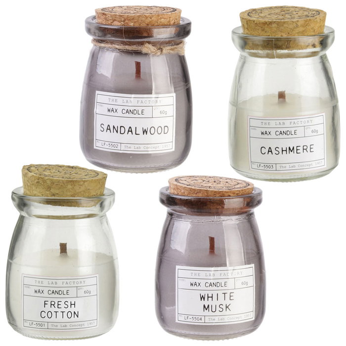 Home Deco Factory Bougie Parfumée en Pot en Verre avec Mèche en Bois
