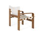 GINER Y COLOMER - Fauteuil contemporain en bois de caoutchouc avec tissu beige - Structure robuste et design naturel - Tissu résistant couleur avellana