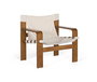 GINER Y COLOMER - Fauteuil contemporain en bois de caoutchouc avec tissu beige - Structure robuste et design naturel - Tissu résistant couleur avellana