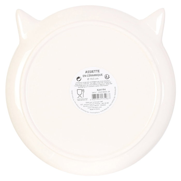The Concept Factory Plat Cara Animal en Dolomite, 20x22,5 cm The Concept Factory Plat Cara Animal en Dolomite, 20x22,5 cm