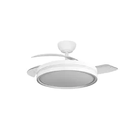 Ventilateur DC avec lumière LED intégrée, fonction été/hiver, blanc, 3 pales, 60W, 6980lm, 3500-4000-6500K, télécommande et minuterie 107d