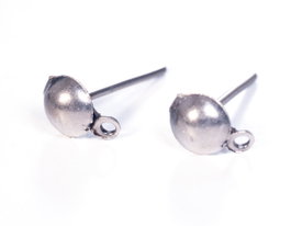 Innspiro Petites boucles d'oreilles métalliques calotte argenté vieilli