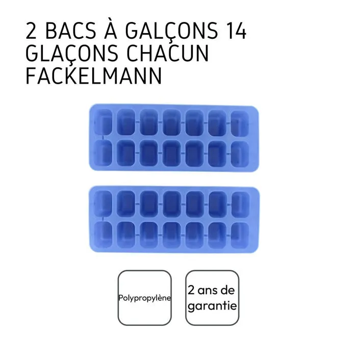FACKELMANN Lot de 6 Bacs à Glaçons Bar Concept - Capacité 70 Glaçons (14 par Bac) - Empilables - Sans BPA - 23,6 x 9,2 cm
